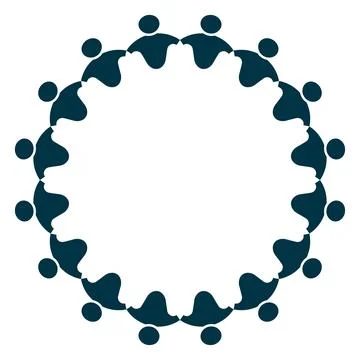 Abstract Circular Design with Human Silhouettes and Blank Center Space Stock Illustration