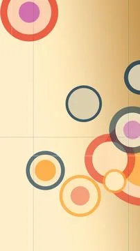 Abstract circular design with overlapping rings and dots in warm beige, cor.. 스톡 일러스트