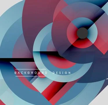 Abstract circular design. Overlapping shapes create dynamic visual effect. Red, Stock Illustration