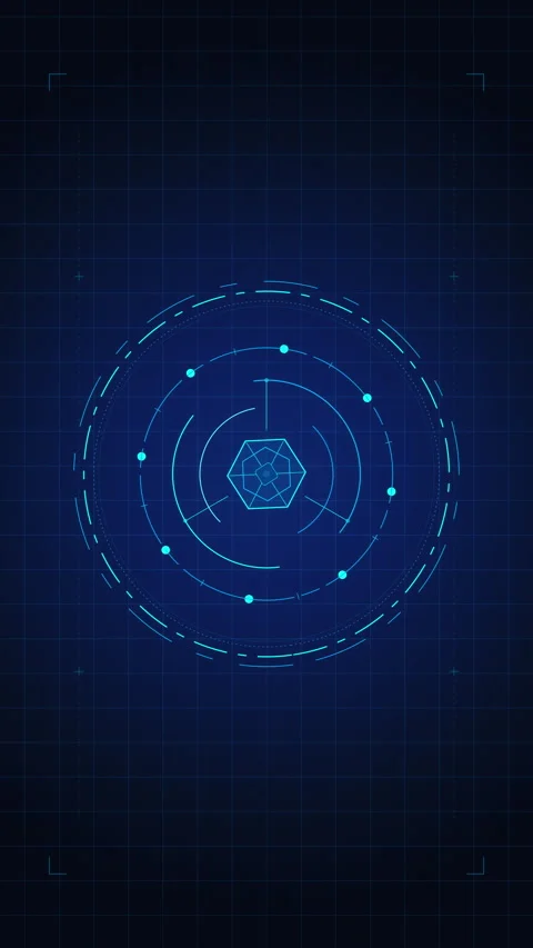 Abstract circular digital data scanning radar with pulsing light, glowing p.. Stock Footage 348324398