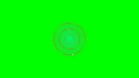Abstract circular digital hud element on a vibrant solid green background Stock Footage 340264843
