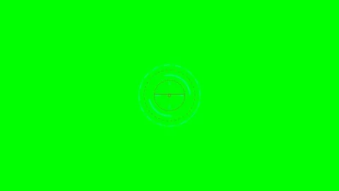 Abstract circular digital hud element on a vibrant solid green background Stock Footage 340266426