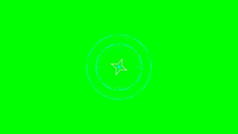 Abstract circular digital hud element isolated on a solid green background Video stock 340903017