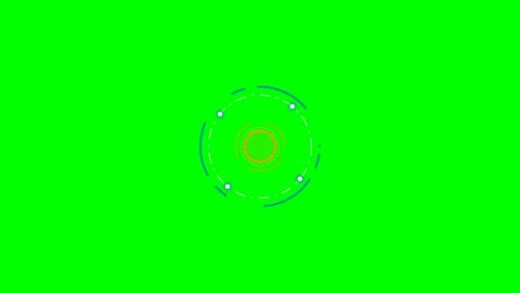 Abstract circular digital hud interface graphic on a bright green background Stock Footage 340266781