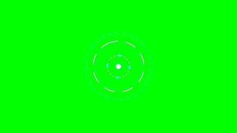 Abstract circular digital hud interface graphic on a vibrant green screen Stock Footage 340901662