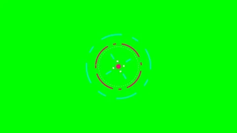 Abstract circular digital hud interface element on a bright green background Video stock 341822514