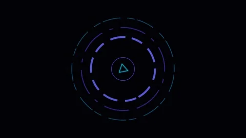 Abstract circular digital interface element with a central play icon graphic Stock Footage 339618877