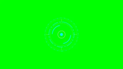 Abstract circular digital interface element on a vibrant green background Stock Footage 340265960
