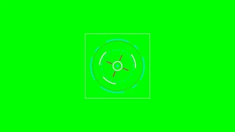 Abstract circular digital interface element on a vibrant green background Stock Footage 340900656