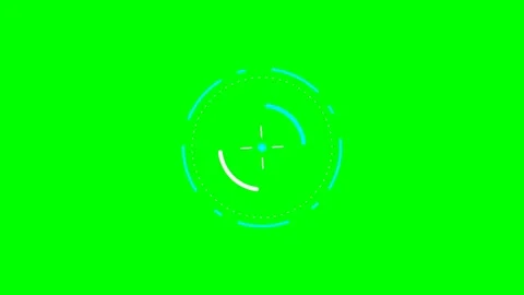 Abstract circular digital interface elements on a vibrant green screen back.. Stock Footage 340902901