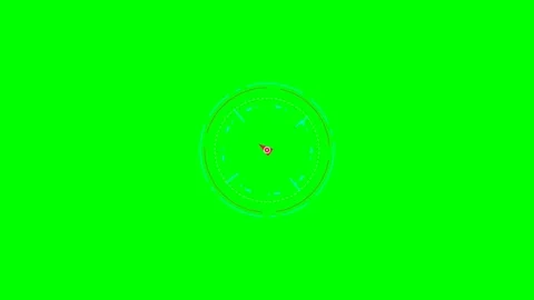 Abstract circular digital radar interface element on green screen background Stock Footage 340266125