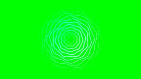 Abstract circular digital waves radiating on a vibrant solid green background Stock Footage 340903163