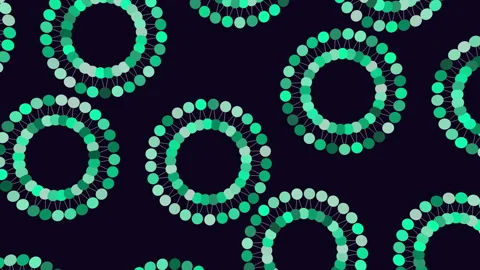 Abstract circular DNA helix pattern animation on dark background, seamless loop Stock Footage 330063717