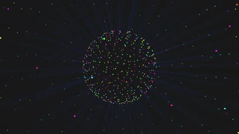 Abstract circular dot pattern on black background, geometric art design Stock Footage 258918854