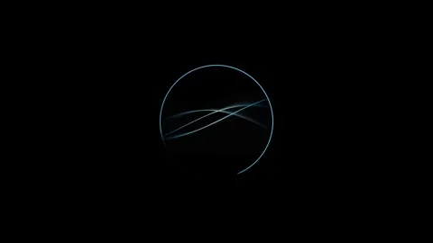 Abstract circular element with flowing wave lines in blue neon light gradie.. Video stock 343611768