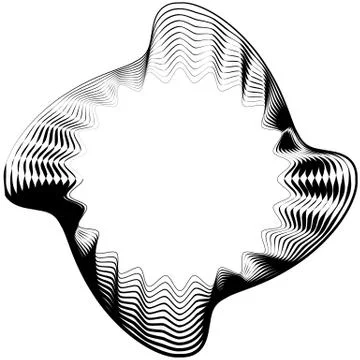Abstract circular element. Monochrome geometric illustration in irregular, as Stock Illustration