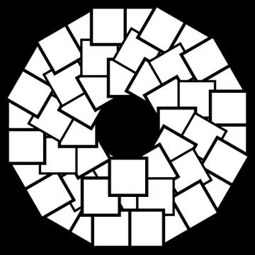 Abstract circular element with overlapping square shapes Stock Illustration