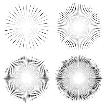 Abstract circular element, radial lines shape. Geometric element. Ilustração Stock