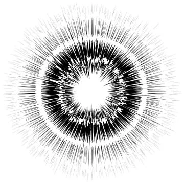 Abstract circular element, radial lines shape. Geometric element. Illustrazione stock