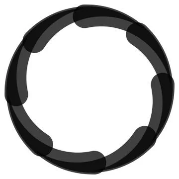 Abstract circular element. Spinning, swirling forms, shapes. Single black mot Illustrazione stock