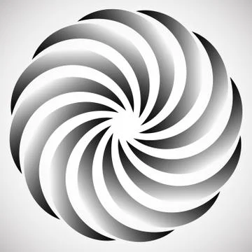 Abstract circular element. Spinning, swirling forms, shapes. Single black mot Stock Illustration