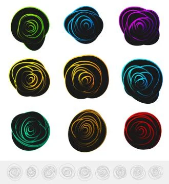 Abstract circular elements - circles, ovals with distortions in bright, livel 스톡 일러스트