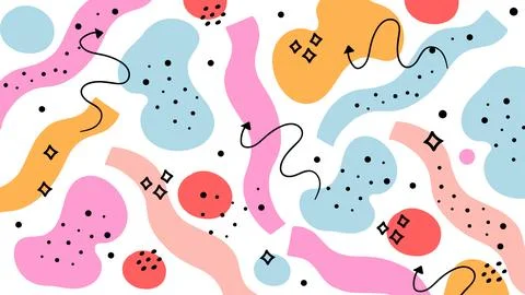 Abstract Circular Elements with Playful Color Stock Illustration