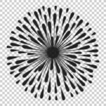 Abstract circular explosion burst pattern created using halftones and dotte.. Stock Illustration