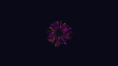 Abstract circular explosion graphic with vibrant purple and orange light st.. Video stock 343611841