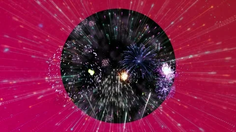 Abstract circular fireworks display featuring vibrant multi colored explosions Stock Footage 339257364
