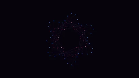 Abstract circular formation of glowing blue and red lights in the dark Video stock 338310285