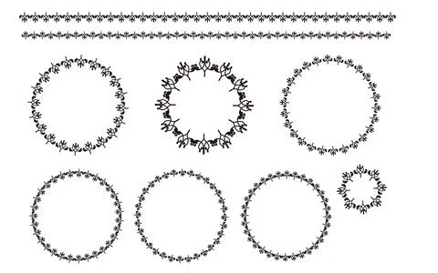 Abstract circular frame and line set. Stock Illustration