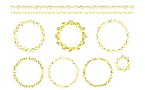 Abstract circular frame and line set. Gold. Stock Illustration