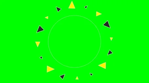 Abstract circular frame with geometric triangles on a bright green background Stock Footage 340265998