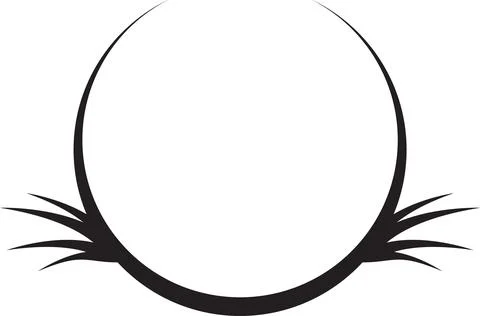 Abstract Circular Frame with Grass Elements - Minimalist Design Stock Illustration