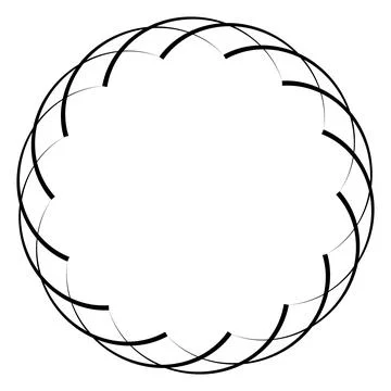 Abstract Circular Frame with Overlapping Black Line Pattern Stock Illustration
