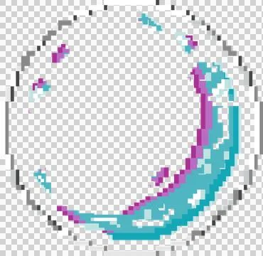 Abstract circular frame is rotating in mosaic style showing pixel swirl on Illustration