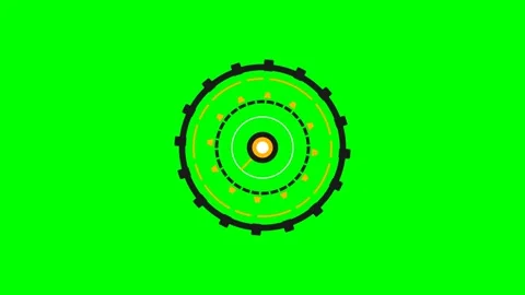 Abstract circular gear animation element with a bright green screen backgroun Stock Footage 340266039