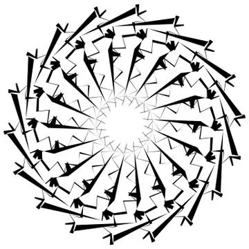 Abstract circular geometric element with radial lines. Distorted radiating ab Stock Illustration