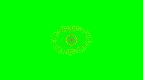 Abstract circular geometric fractal pattern isolated on a vibrant green scree Stock Footage 341824568
