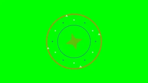 Abstract circular geometric icon design on a vibrant green chroma key screen Stock Footage 341822427