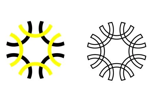 Abstract circular geometric logo with curved line segments Ilustração Stock