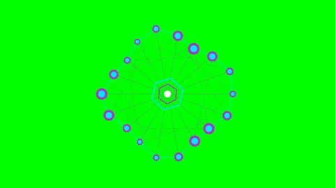 Abstract circular geometric network pattern on a vibrant green background Stock Footage 340267504