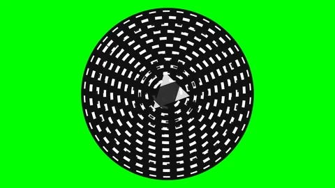 Abstract circular geometric pattern with a central triangle on green screen Stock Footage 340266030