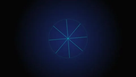Abstract circular geometric pattern with glowing cyan lines on dark blue Stock Footage 339617519
