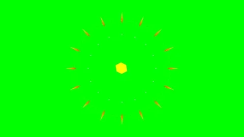 Abstract circular geometric pattern with glowing yellow spikes on green Stock Footage 340266114