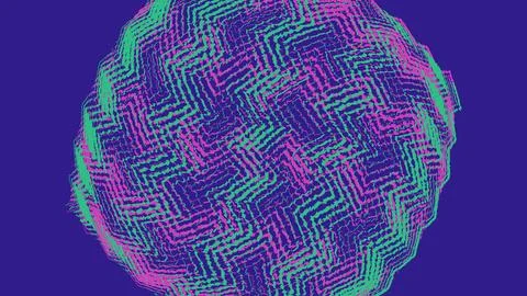 Abstract circular geometric pattern with neon lines Stockillustratie
