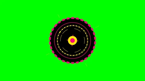 Abstract circular geometric pattern with pink and yellow on green background Stock Footage 340266022