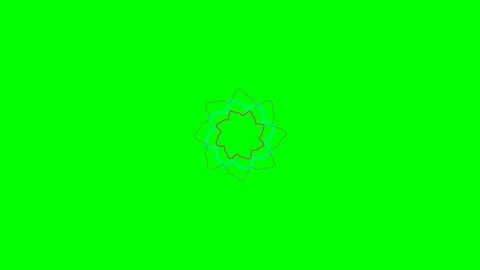 Abstract circular geometric pattern on a vibrant solid green background scree Stock Footage 340903678
