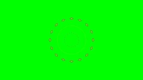 Abstract circular geometric pattern on a vibrant green chroma key background Video stock 340904672